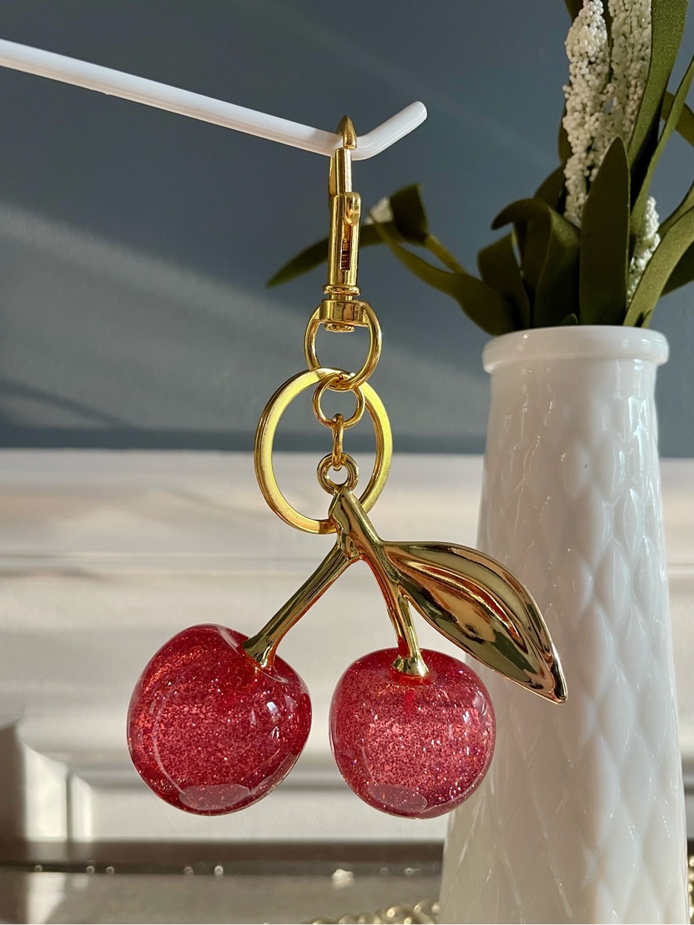Cherry Resin Bag Charm